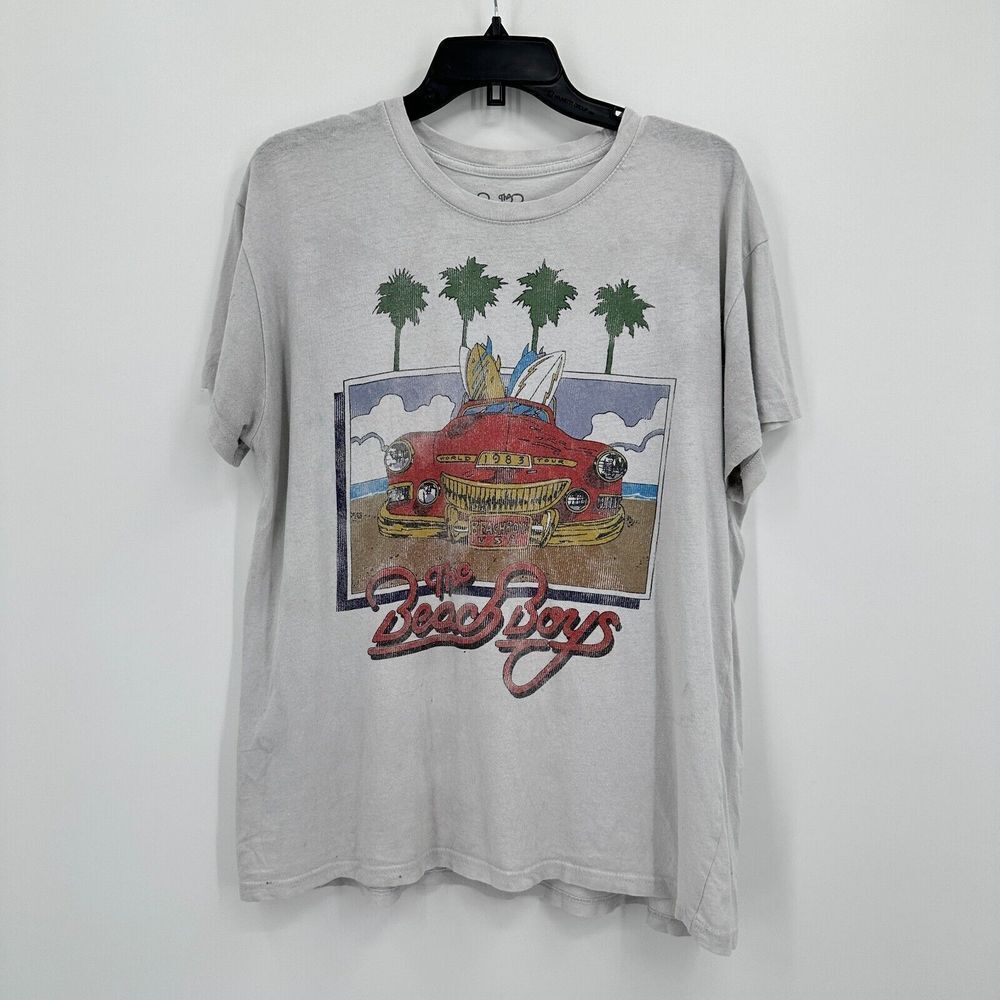 The Beach Boys Tshirt Mens XXL Gray World Tour Band Tee Distressed‎ Relaxed Fit